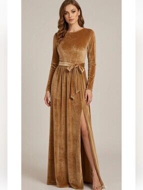Club London Gold Velvet Maxi Dress US 10 Holiday Party